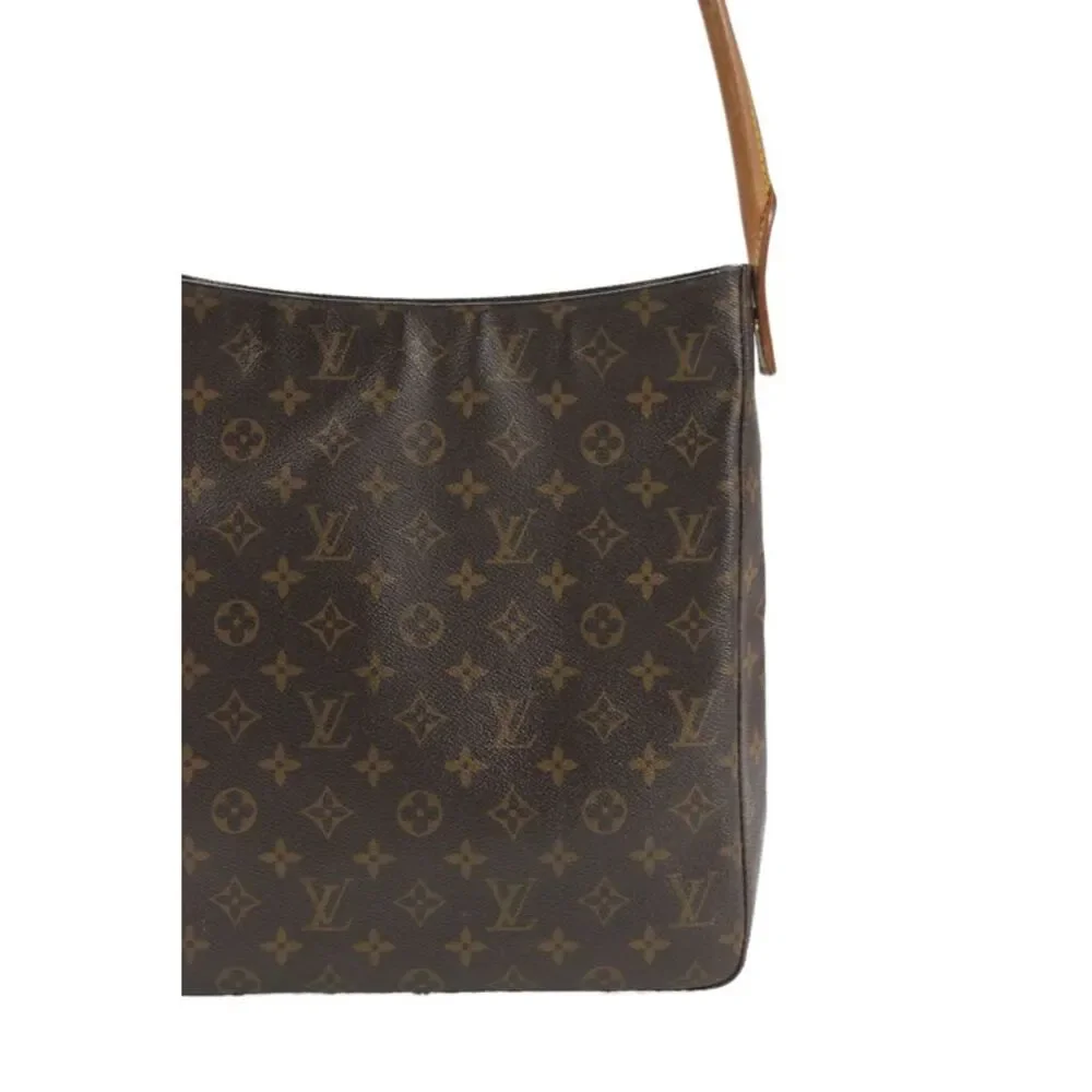 Louis Vuitton Womens Canvas Monogram Print Looping GM Tote Handbag Brown
